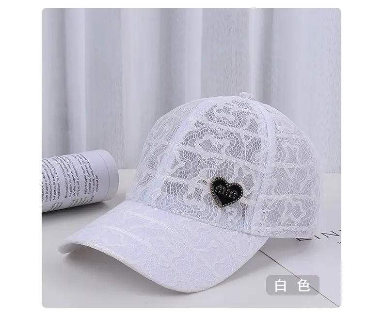 Women's White Rhinestone Lace Baseball Cap — feature 40