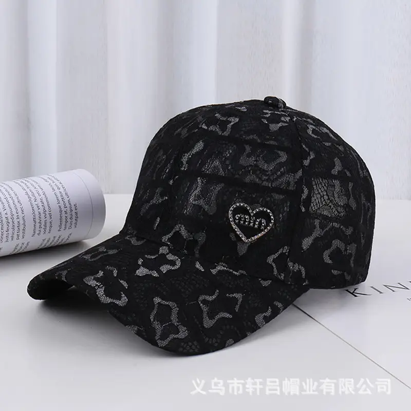 Women's White Rhinestone Lace Baseball Cap - Image 2