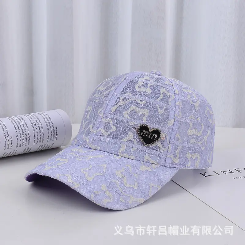 Women's White Rhinestone Lace Baseball Cap - Image 4
