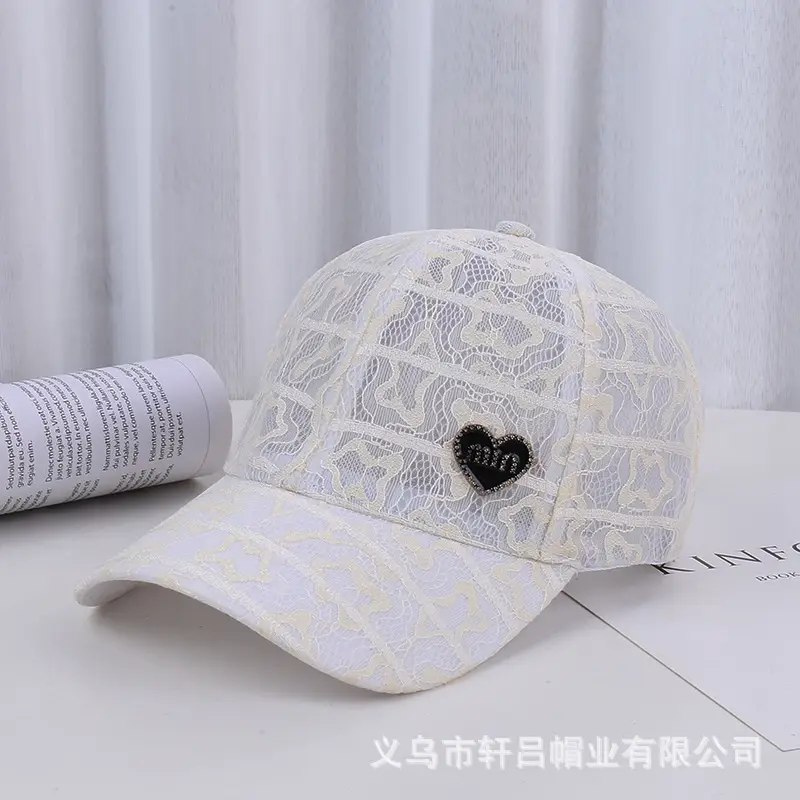 Women's White Rhinestone Lace Baseball Cap - Image 5