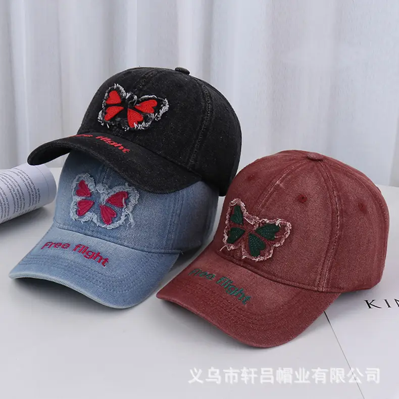 American Style Embroidered Butterfly Cap Women Spring Summer Sunshade — feature 32