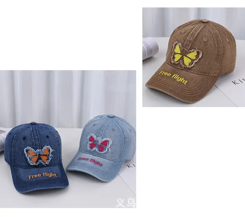 American Style Embroidered Butterfly Cap Women Spring Summer Sunshade — feature 34