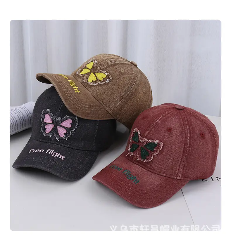 American Style Embroidered Butterfly Cap Women Spring Summer Sunshade — feature 36