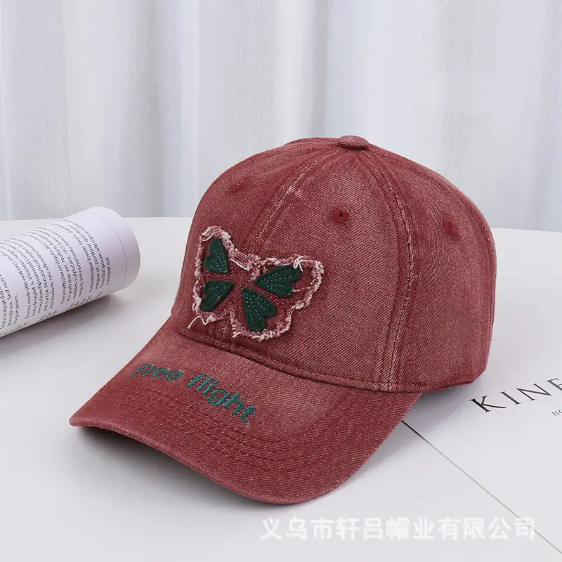 American Style Embroidered Butterfly Cap Women Spring Summer Sunshade - Image 2
