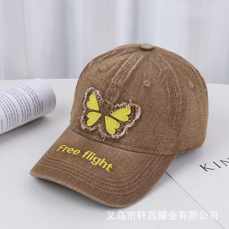 American Style Embroidered Butterfly Cap Women Spring Summer Sunshade - Image 3