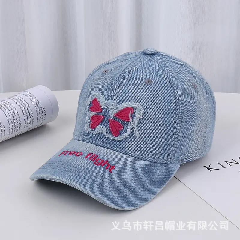 American Style Embroidered Butterfly Cap Women Spring Summer Sunshade - Image 4