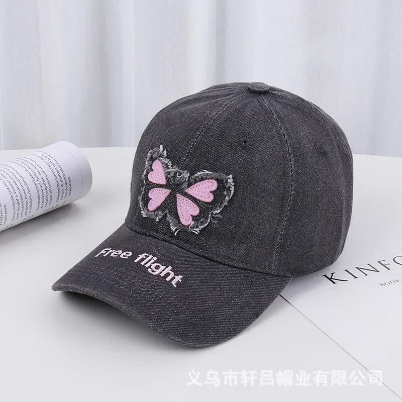 American Style Embroidered Butterfly Cap Women Spring Summer Sunshade - Image 5