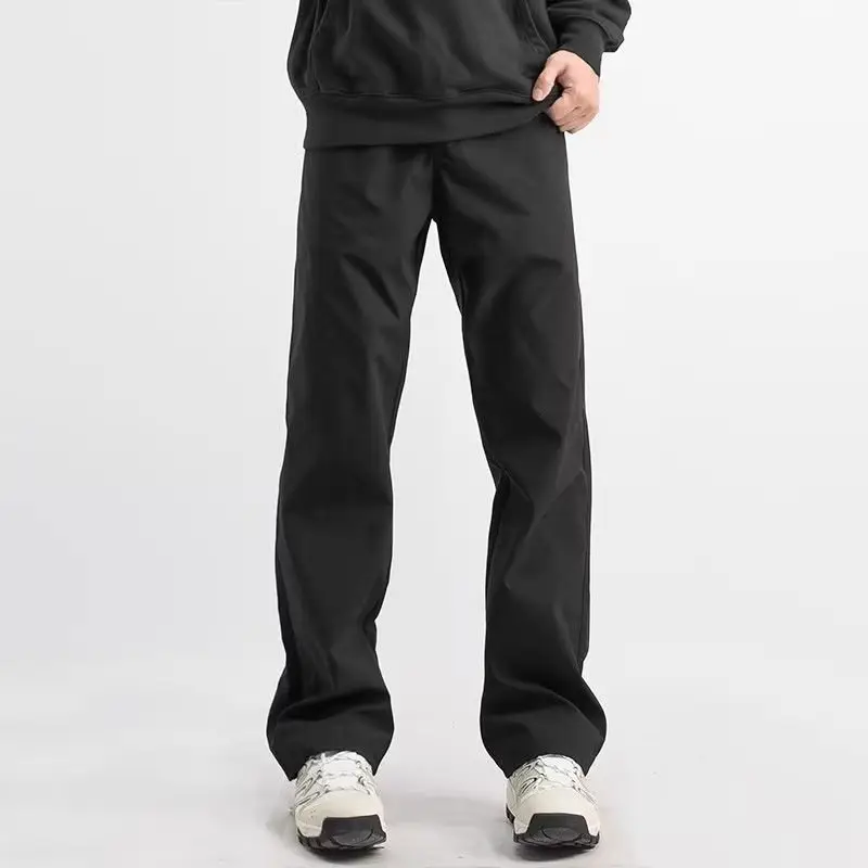 Men's Black Straight Leg Casual Pants Autumn Loose Fit