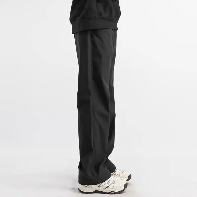 Men's Black Straight Leg Casual Pants Autumn Loose Fit