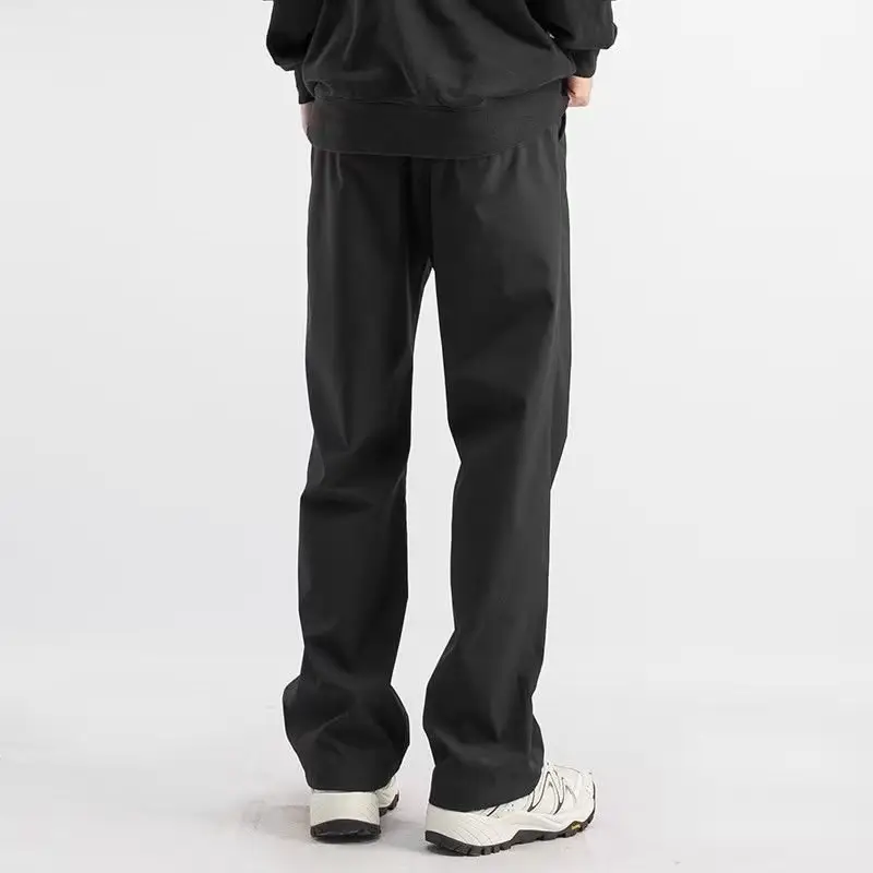 Men's Black Straight Leg Casual Pants Autumn Loose Fit