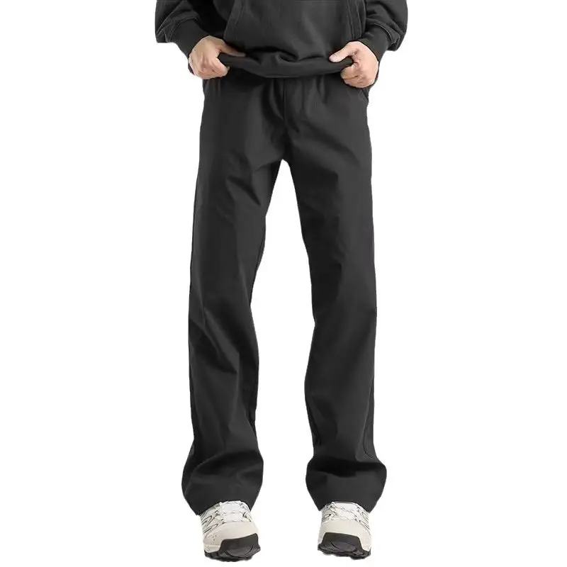 Men's Black Straight Leg Casual Pants Autumn Loose Fit