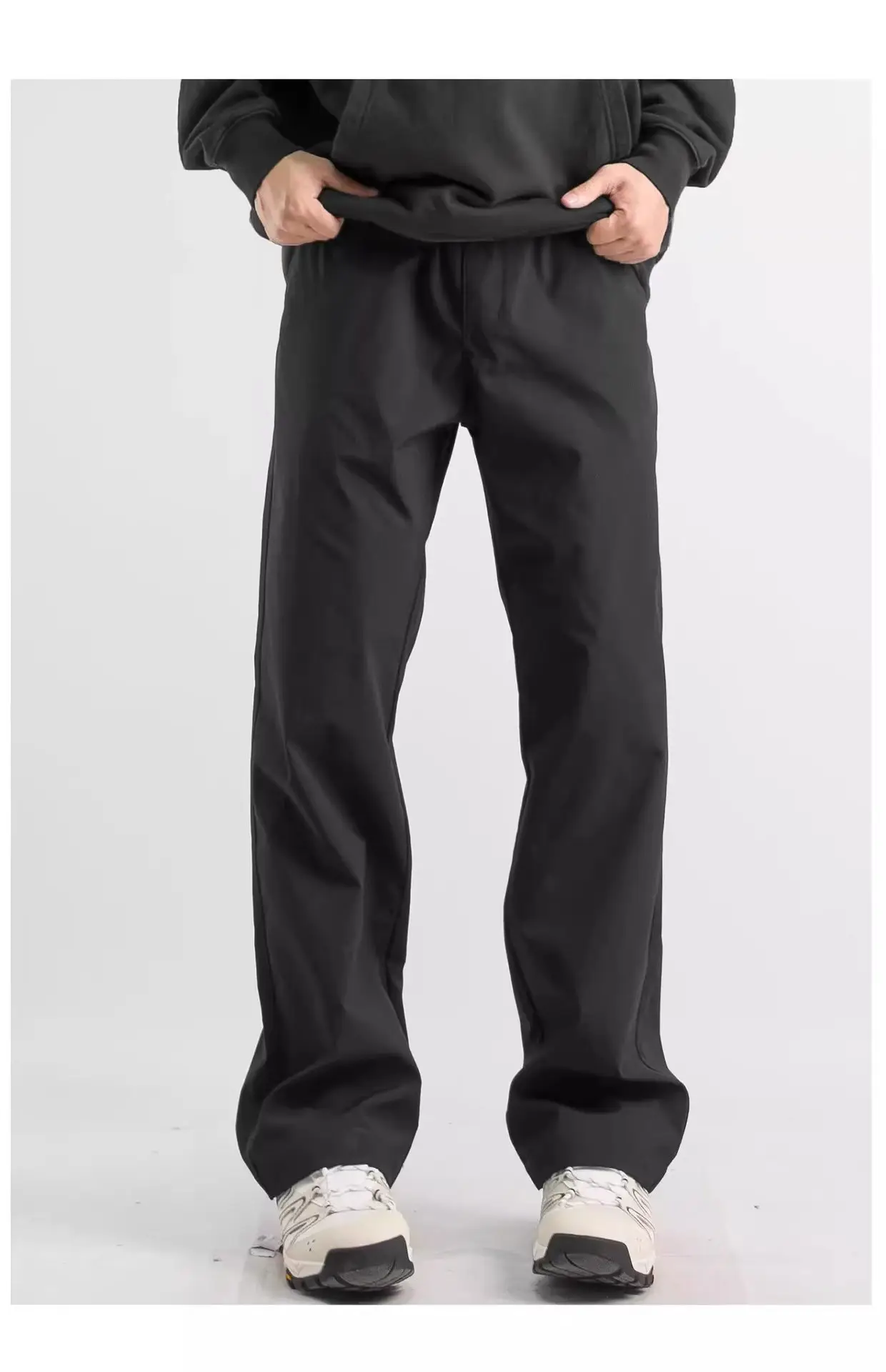 Men's Black Straight Leg Casual Pants Autumn Loose Fit — feature 16