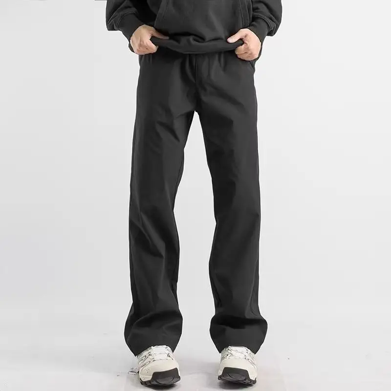 Men's Black Straight Leg Casual Pants Autumn Loose Fit — feature 5