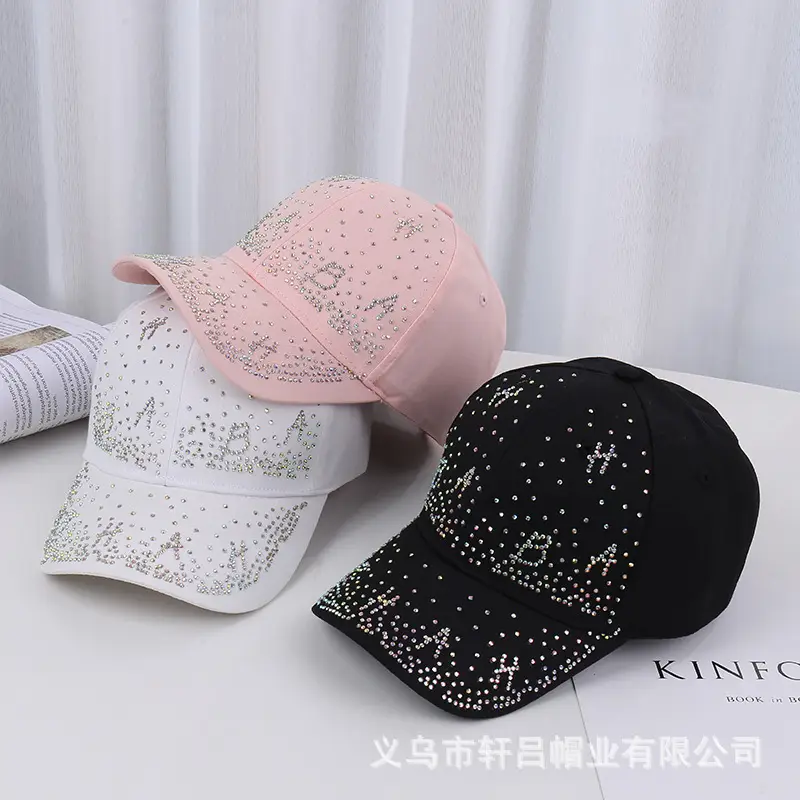 Pink Beaded Baseball Cap for Women Spring Summer