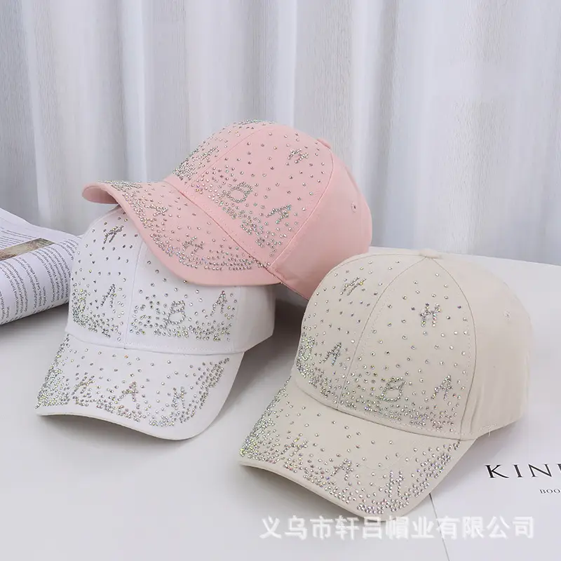 Pink Beaded Baseball Cap for Women Spring Summer