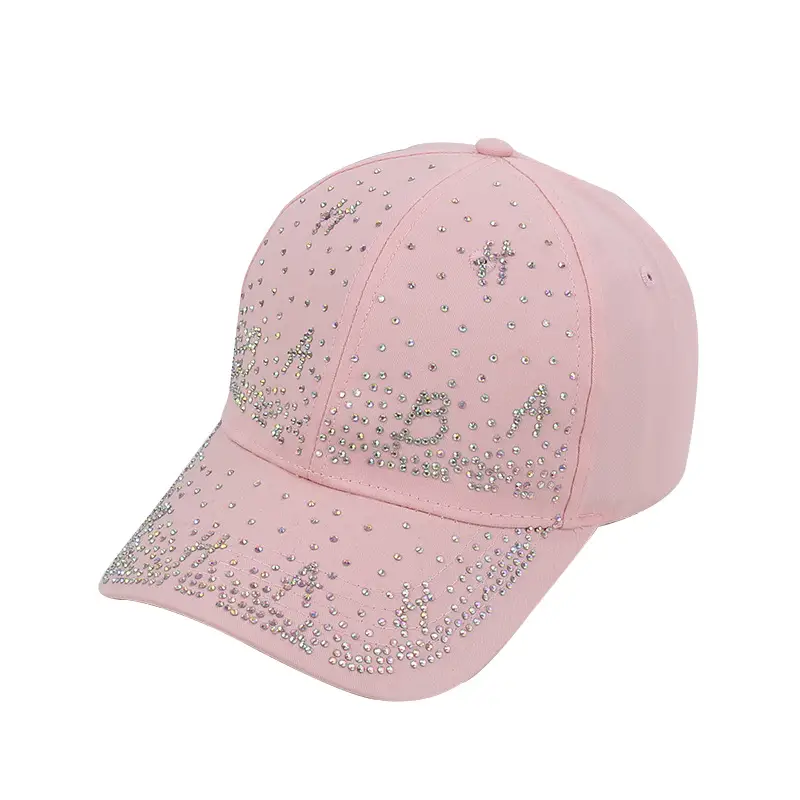 Pink Beaded Baseball Cap for Women Spring Summer