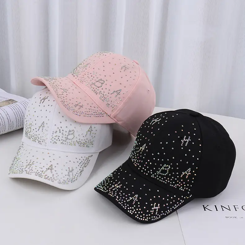 Pink Beaded Baseball Cap for Women Spring Summer — feature 1
