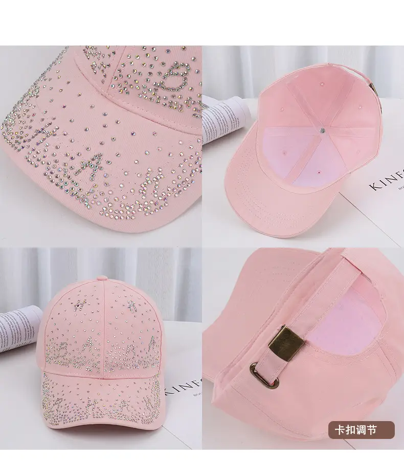 Pink Beaded Baseball Cap for Women Spring Summer — feature 10