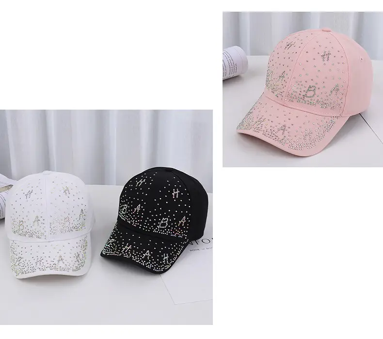 Pink Beaded Baseball Cap for Women Spring Summer — feature 3