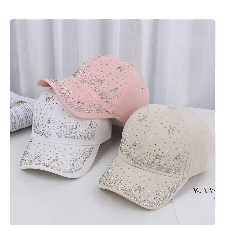Pink Beaded Baseball Cap for Women Spring Summer — feature 5