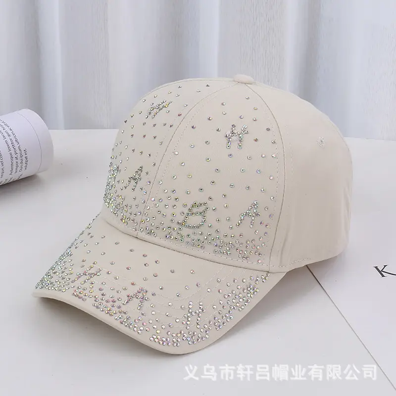Pink Beaded Baseball Cap for Women Spring Summer