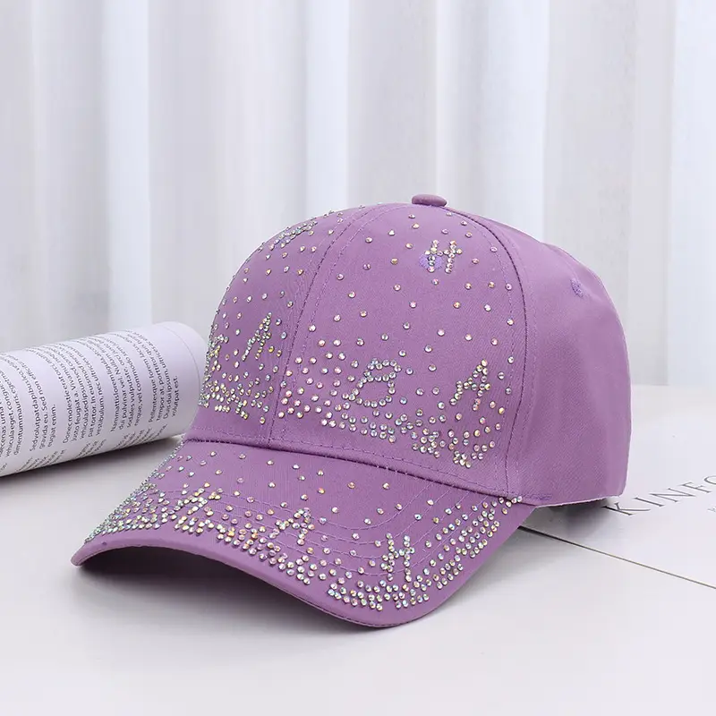Pink Beaded Baseball Cap for Women Spring Summer