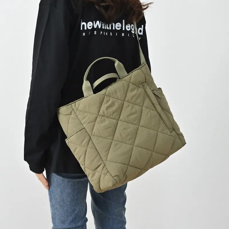 Blue Quilted Women's Tote Bag 2024 New Arrival - Image 12