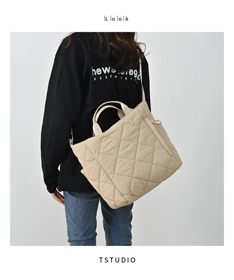 Blue Quilted Women's Tote Bag 2024 New Arrival — feature 1