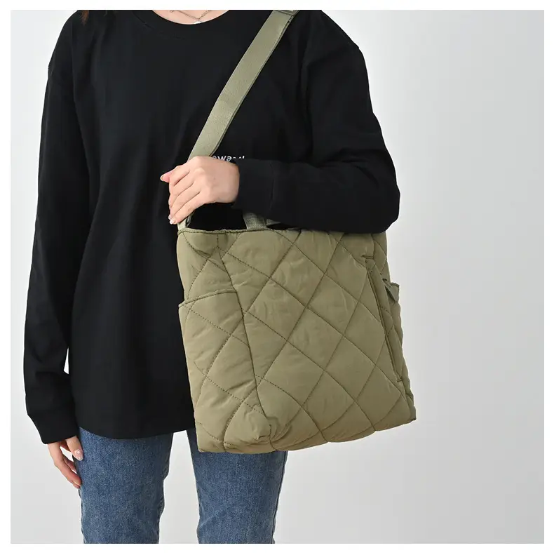 Blue Quilted Women's Tote Bag 2024 New Arrival — feature 12
