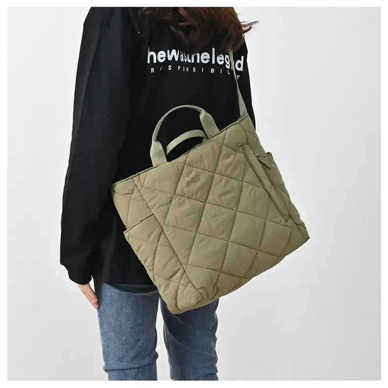 Blue Quilted Women's Tote Bag 2024 New Arrival — feature 13