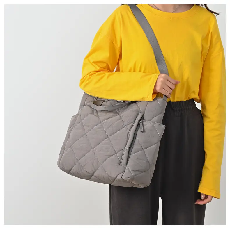Blue Quilted Women's Tote Bag 2024 New Arrival — feature 14