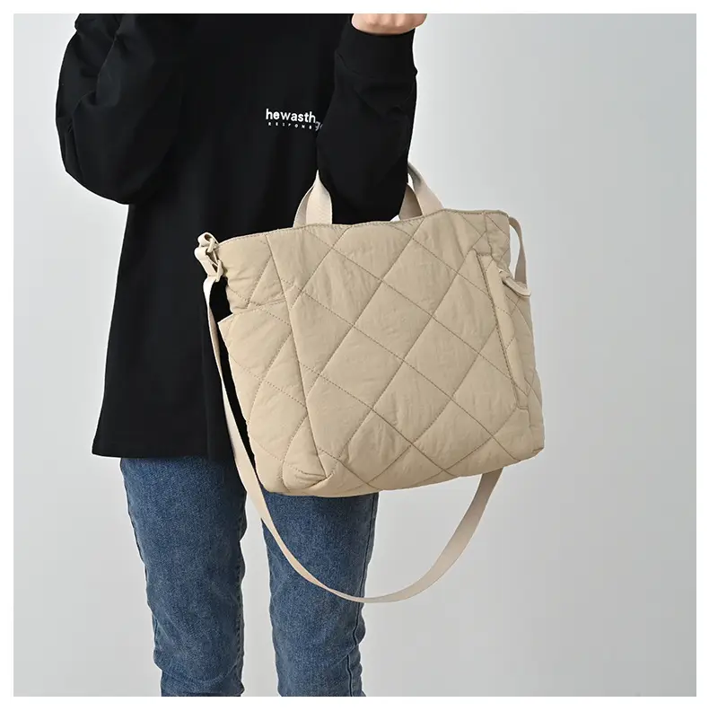 Blue Quilted Women's Tote Bag 2024 New Arrival — feature 4