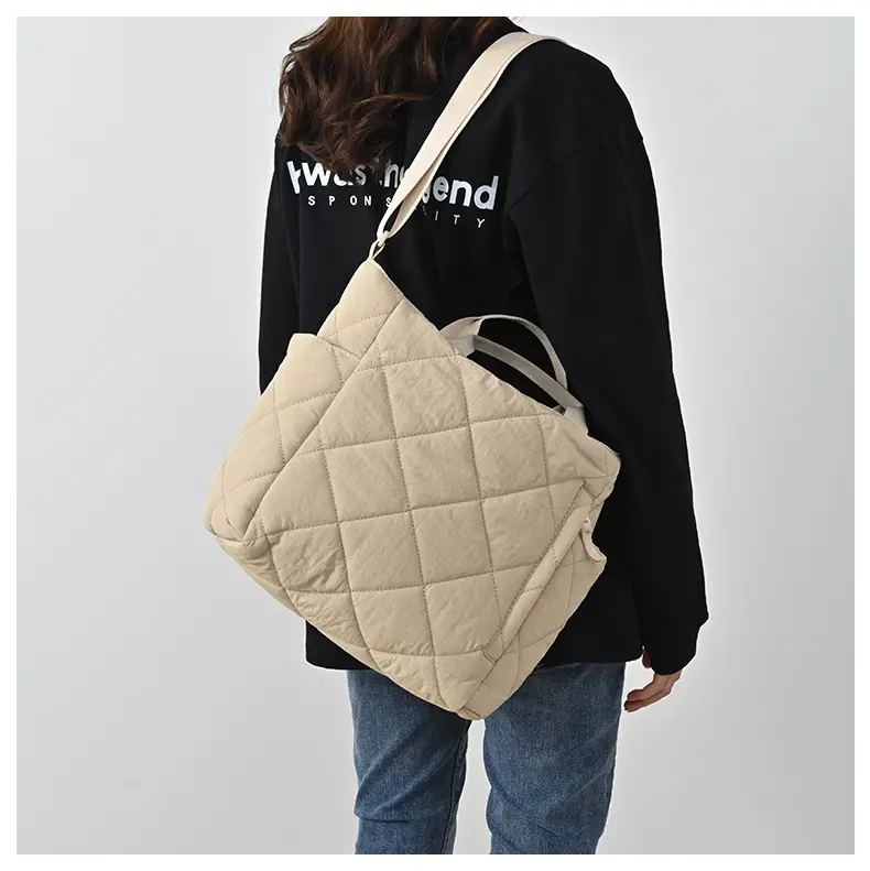 Blue Quilted Women's Tote Bag 2024 New Arrival — feature 5