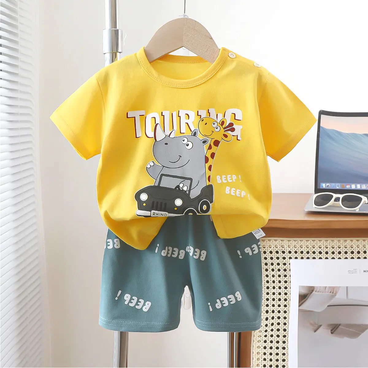 Pink Cartoon Baby T-Shirt Shorts Set for Girls - Image 12