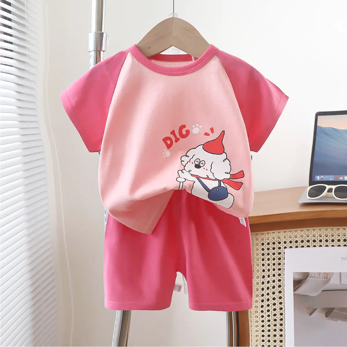 Pink Cartoon Baby T-Shirt Shorts Set for Girls - Image 10