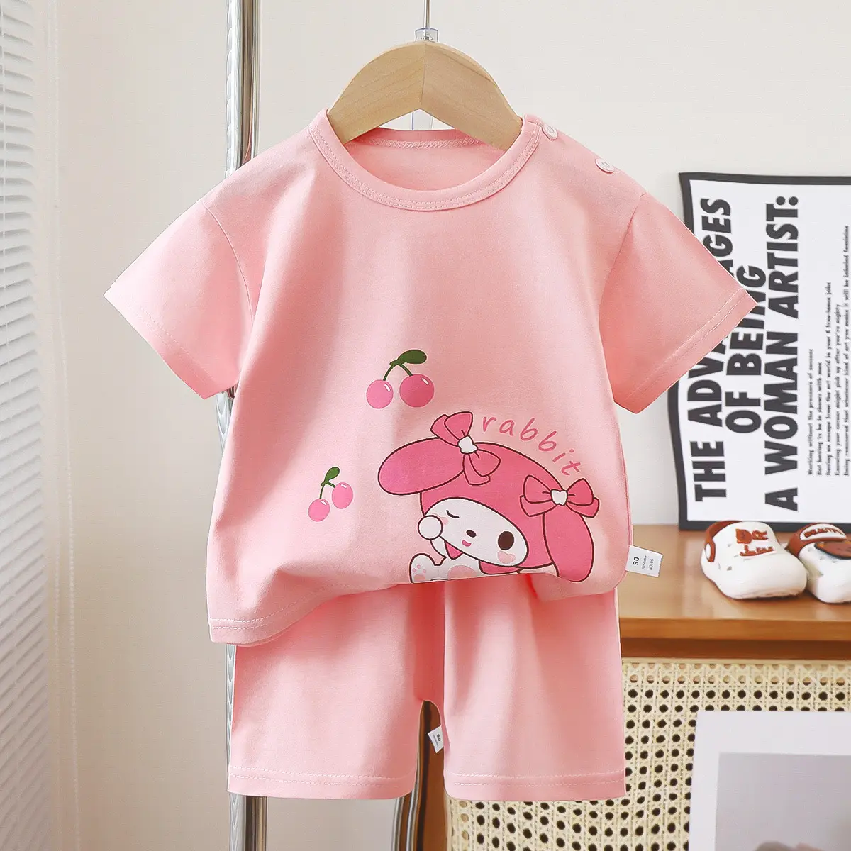 Pink Cartoon Baby T-Shirt Shorts Set for Girls - Image 13