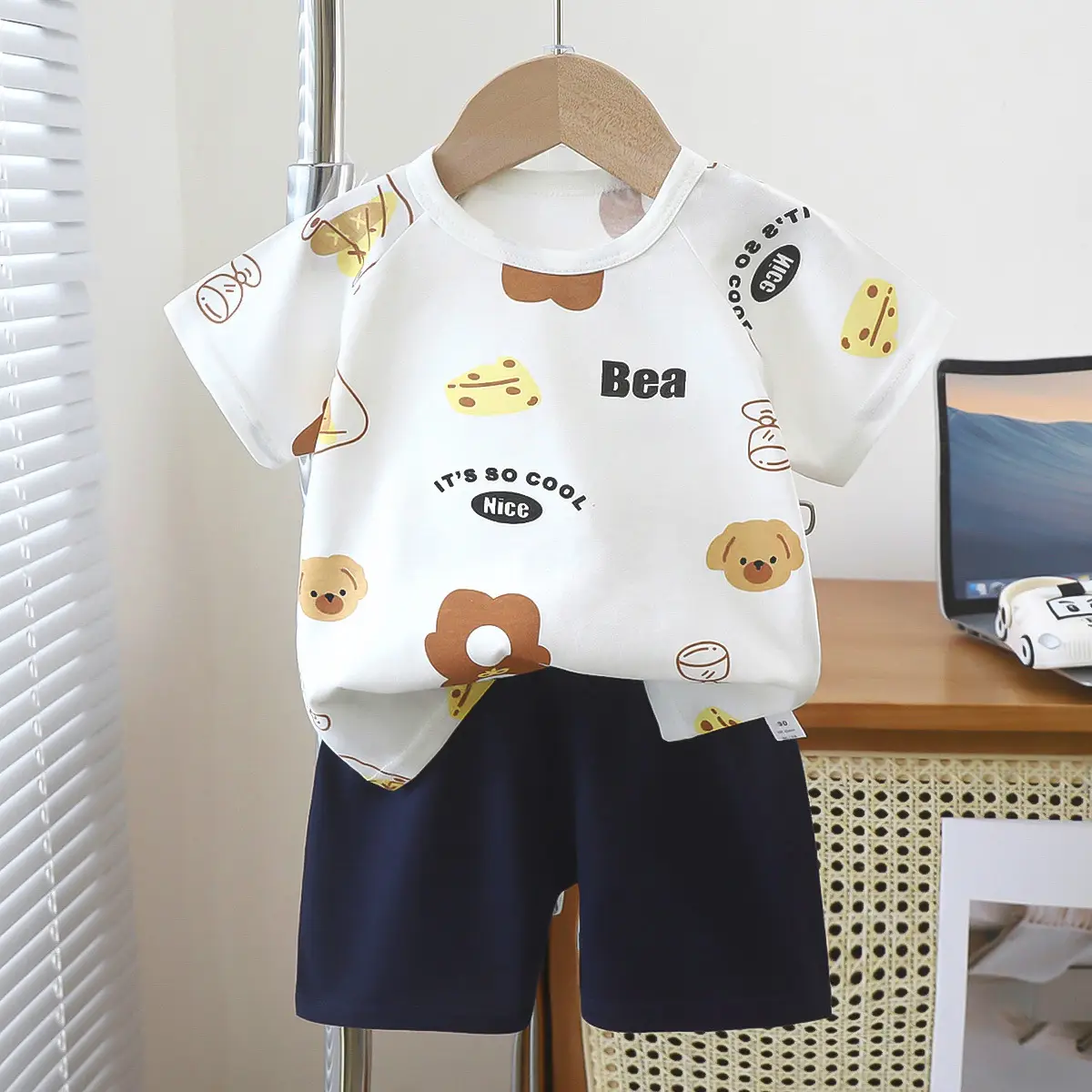 Pink Cartoon Baby T-Shirt Shorts Set for Girls - Image 5
