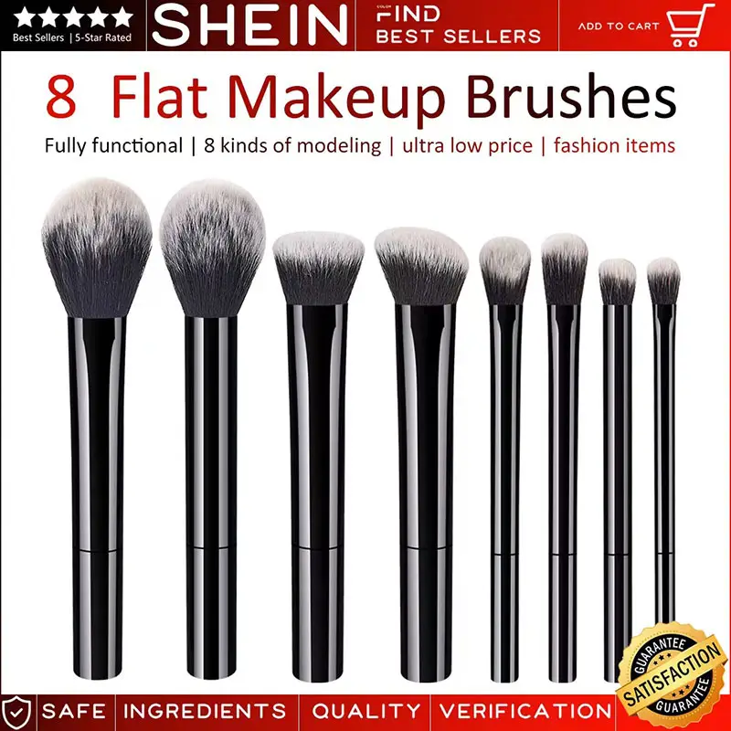 New 8-Piece Makeup Brush Set with Zippered Storage