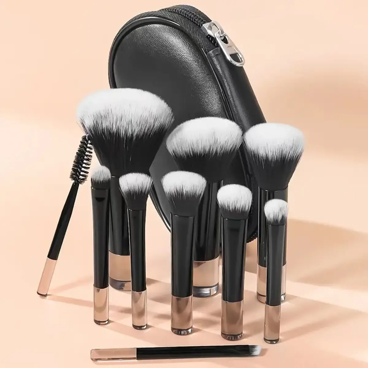 New 8-Piece Makeup Brush Set with Zippered Storage