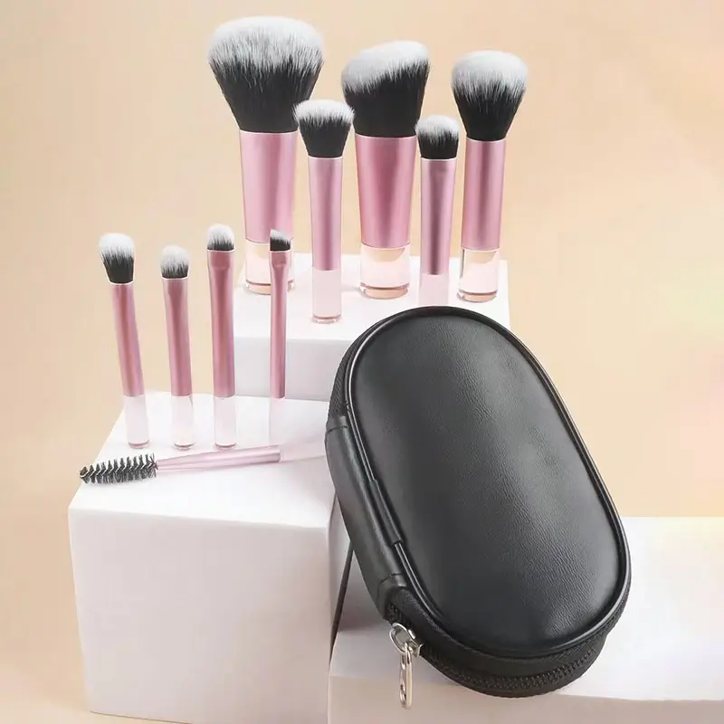 New 8-Piece Makeup Brush Set with Zippered Storage