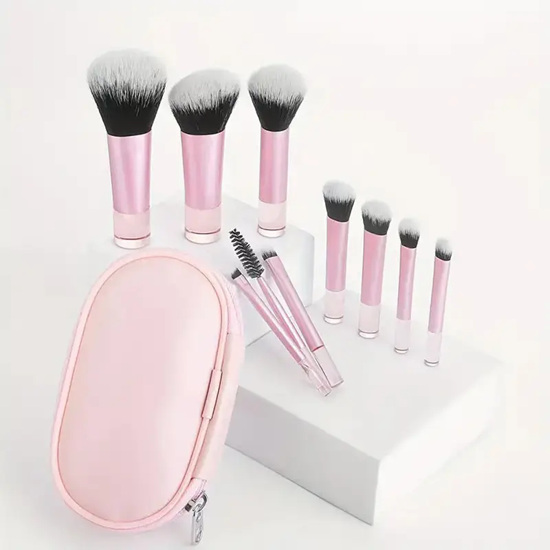 New 8-Piece Makeup Brush Set with Zippered Storage