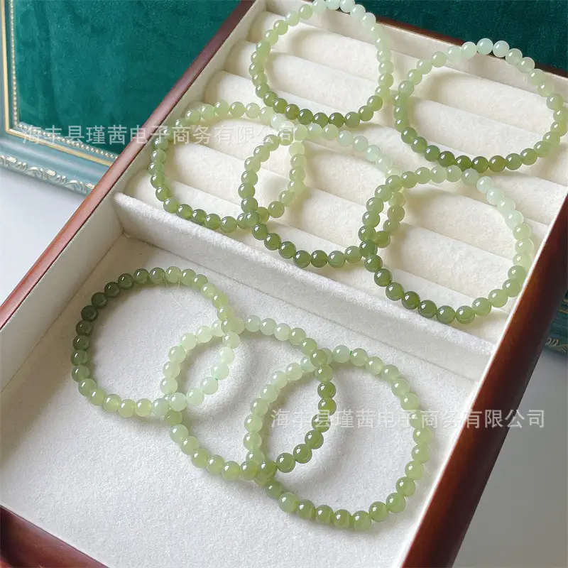 Green Jade Bracelet Set 6mm Ice Through Gift - Image 3
