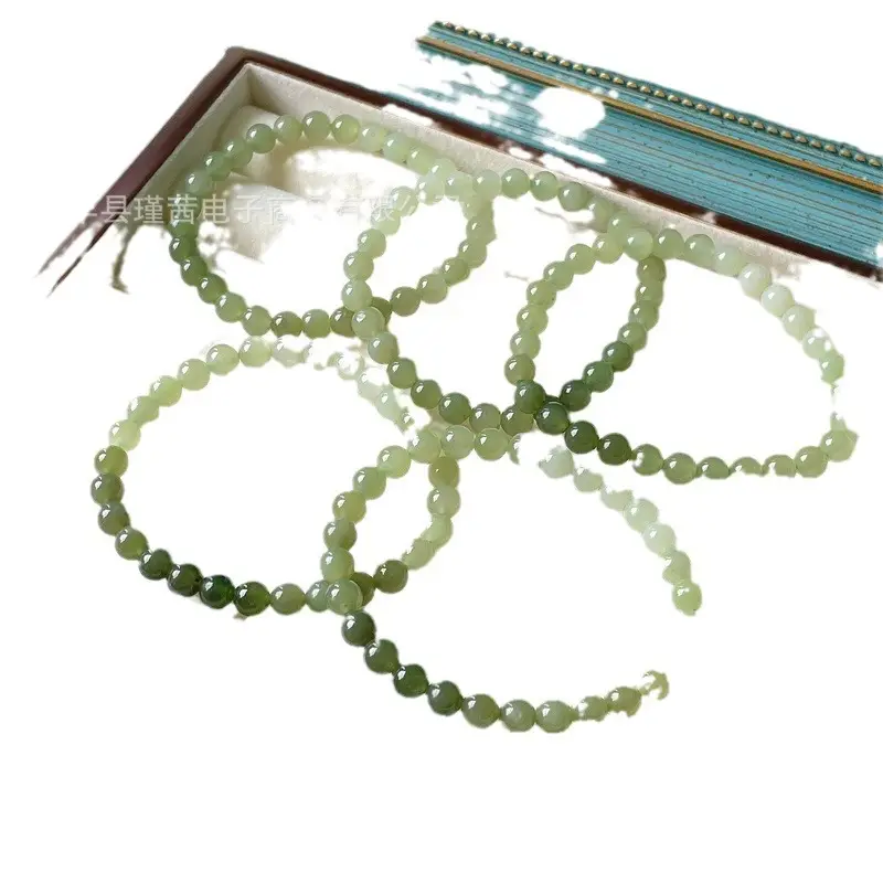 Green Jade Bracelet Set 6mm Ice Through Gift - Image 5