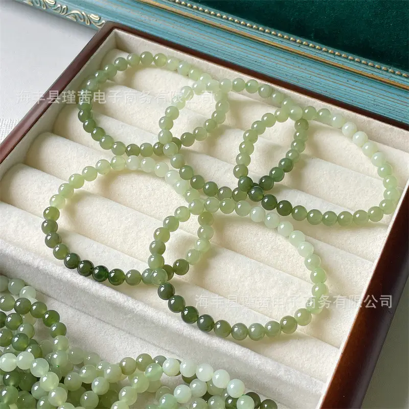 Green Jade Bracelet Set 6mm Ice Through Gift — feature 4