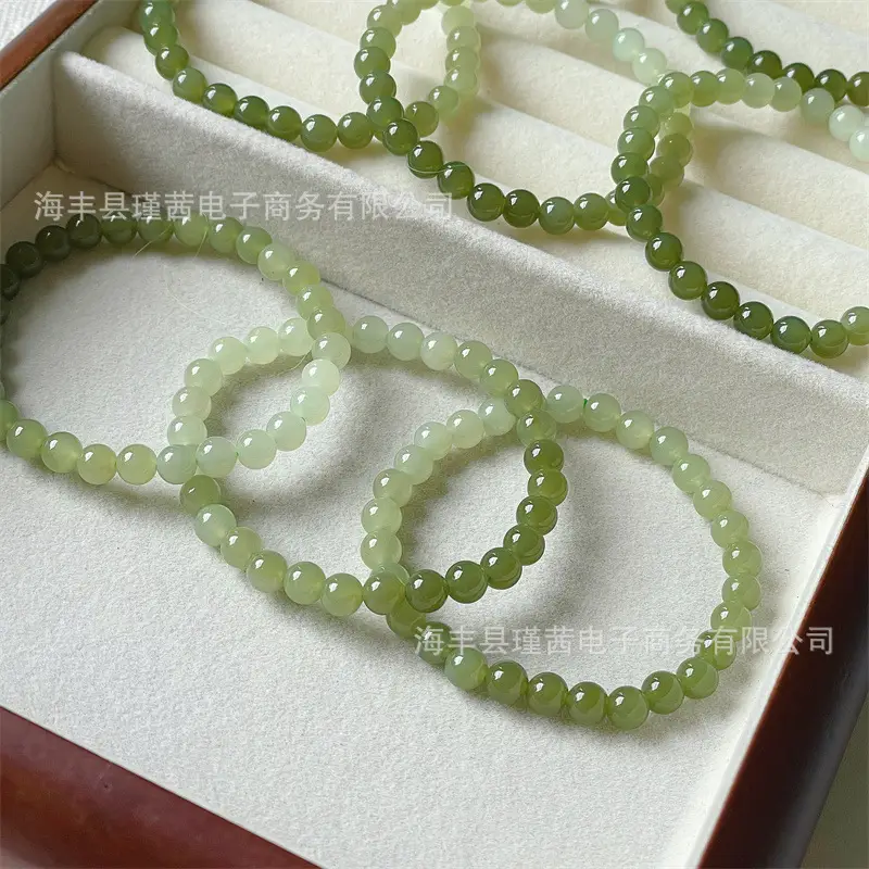 Green Jade Bracelet Set 6mm Ice Through Gift — feature 7