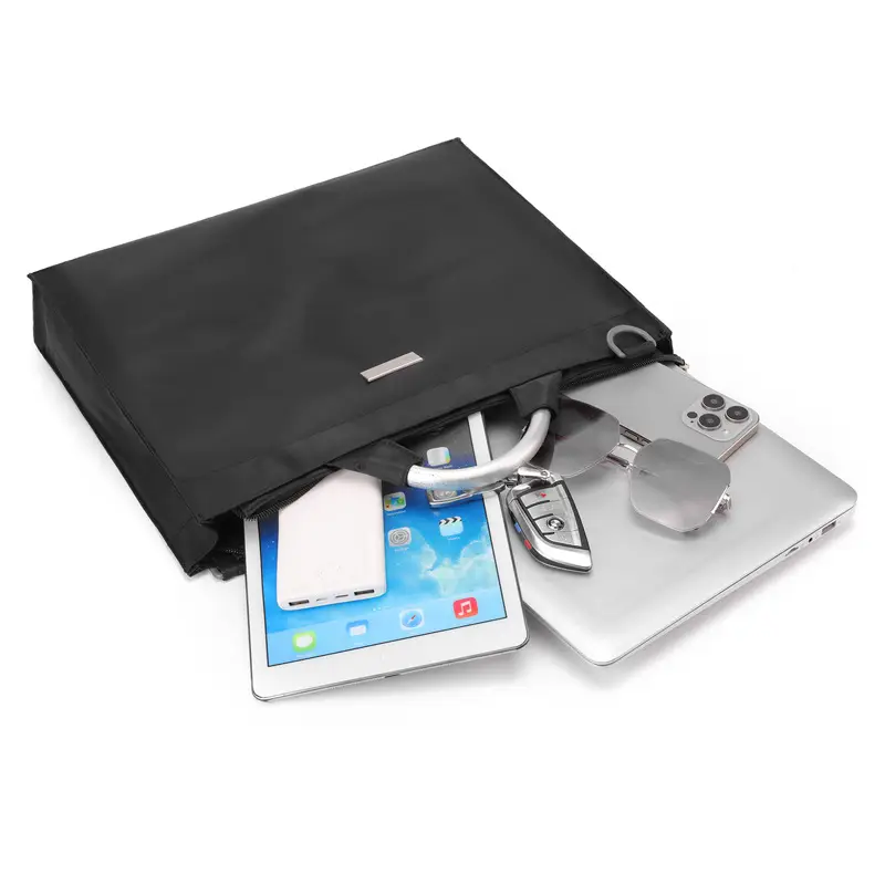 Men's Black Aluminum Nylon Laptop Bag Shoulder Crossbody - Image 5