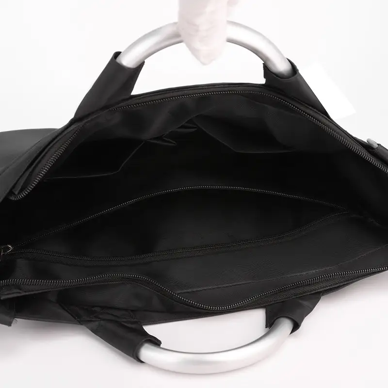 Men's Black Aluminum Nylon Laptop Bag Shoulder Crossbody - Image 6