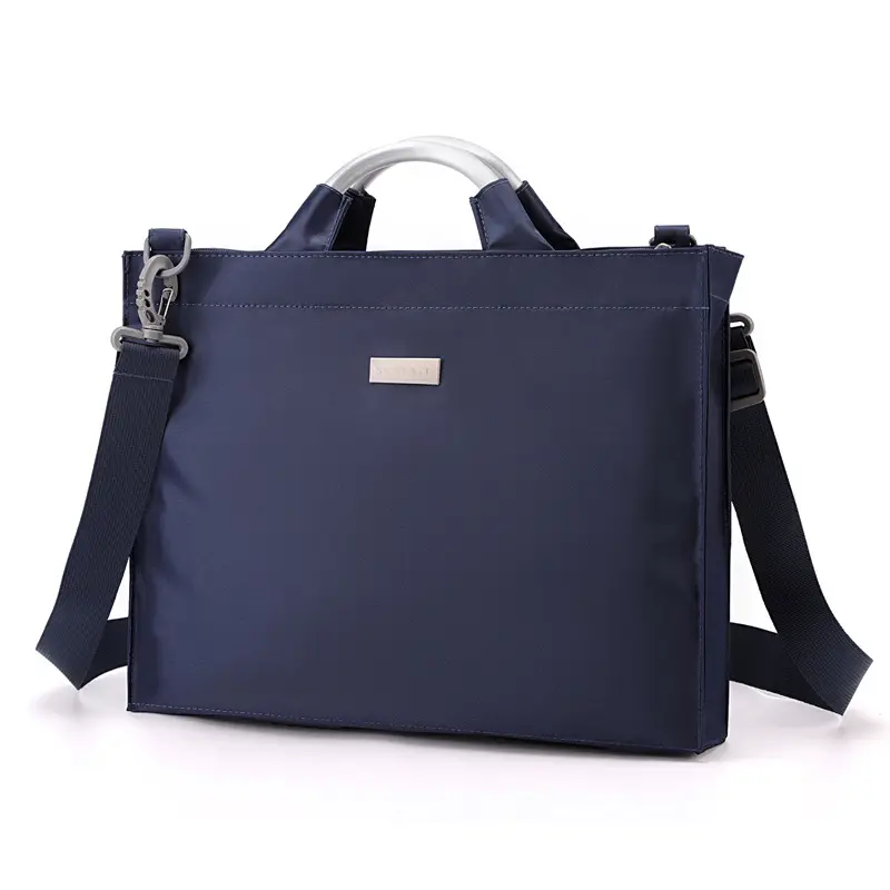 Men's Black Aluminum Nylon Laptop Bag Shoulder Crossbody - Image 7