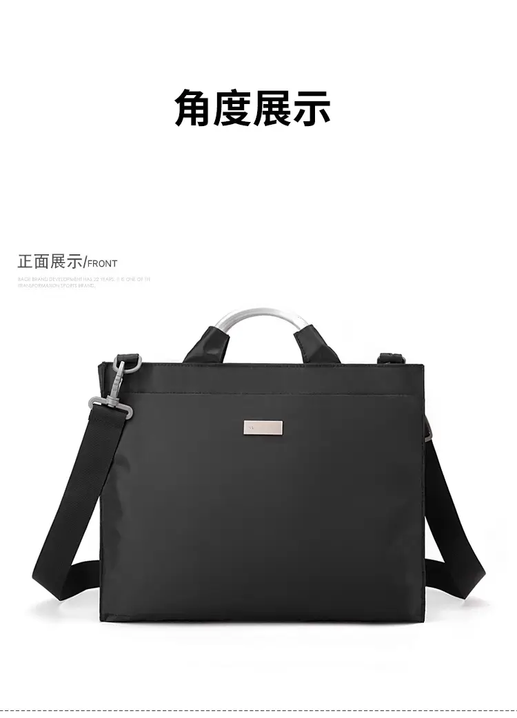 Men's Black Aluminum Nylon Laptop Bag Shoulder Crossbody — feature 13