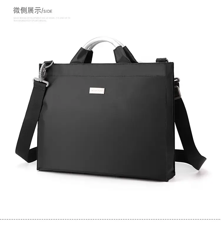 Men's Black Aluminum Nylon Laptop Bag Shoulder Crossbody — feature 14